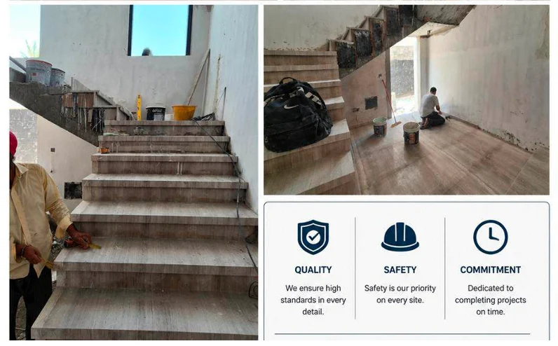Stone staircase installation and floor finishing